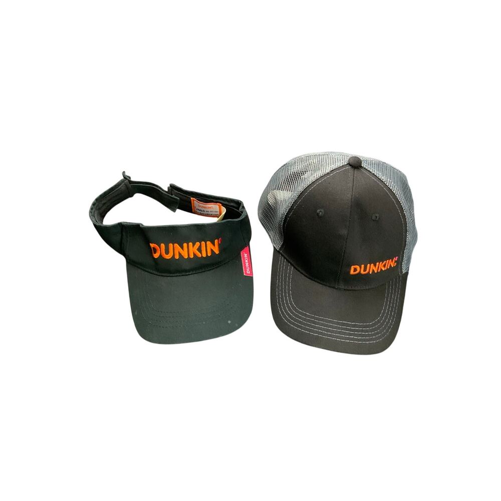 Dunkin Employee Hat & Visor Lot Black Mesh Cap Adjustable DunkinWear Halo OSFM